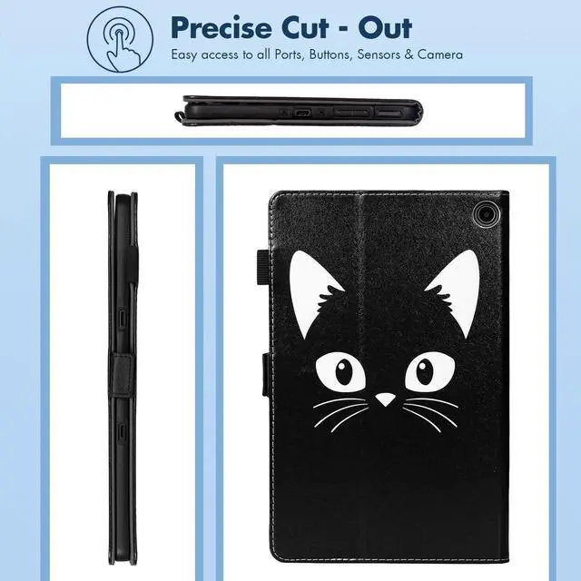 Alt view image 5 of 5 - Dteck for  Fire Max 11 Tablet Case 11" (13th Generation) 2023, PU Leather Shell TPU Back Cover Fold Stand Case with Auto Sleep Wake, Adjustable Viewing Angles, Cute Folio Slim Case, Black Cat