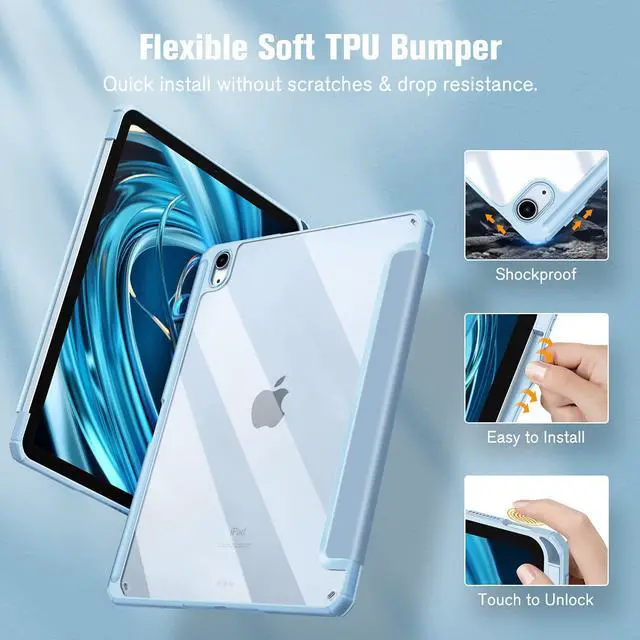Alt view image 5 of 5 - Fintie Hybrid Slim Case for iPad Air 5th/ 4th Gen 10.9 Inch Bundle with HD Clear 9H Hardness Tempered Glass Screen Protector
