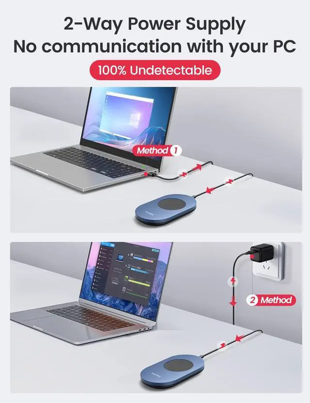Alt view image 5 of 5 - Vaydeer Ultra Slim Mouse Mover, Air 3 Mouse Jiggler with Adjustable Interval Timer, Undetectable & Noiseless, Simulates Realistic Movement, Driver-Free Shaker for Keeping The PC Active (Light Purple)