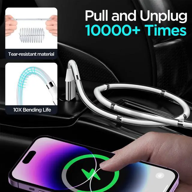 Alt view image 3 of 5 - Magnetic Charging Cable,(6FT) Super Organized Charging Magnetic Absorption Nano Data Cable for Phone 14 pro max/13/12/11/XS/XS Max/XR/X/8/8 Plus/7/7 Plus/6s/6s Plus/6/6 Plus/SE/5s/5c/5/Pad/Pod-2 Pack