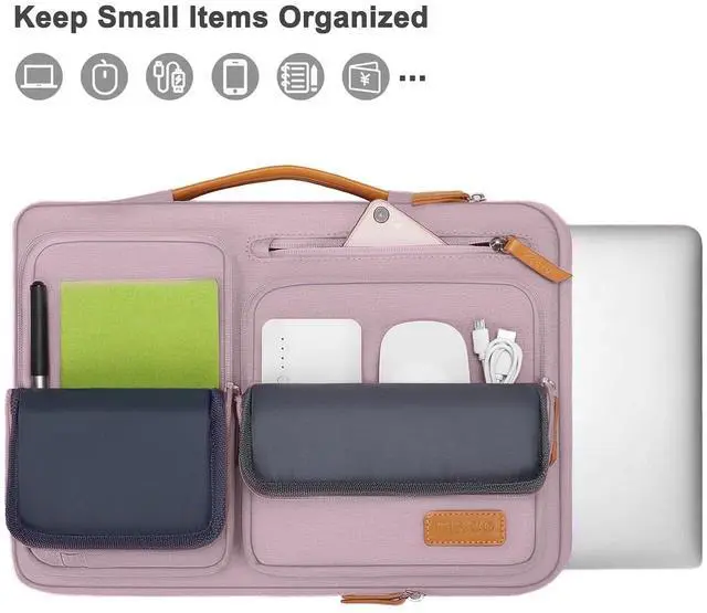 Alt view image 2 of 5 - MOSISO 360 Protective Laptop Case 13.3 inch, 13-13.3 inch Laptop Sleeve Compatible with MacBook Air/Pro 13 / Pro 14,HP Dell Acer ASUS,Side Open Carrying Case with 4 Zipper Pockets&Handle, Pastel Pink