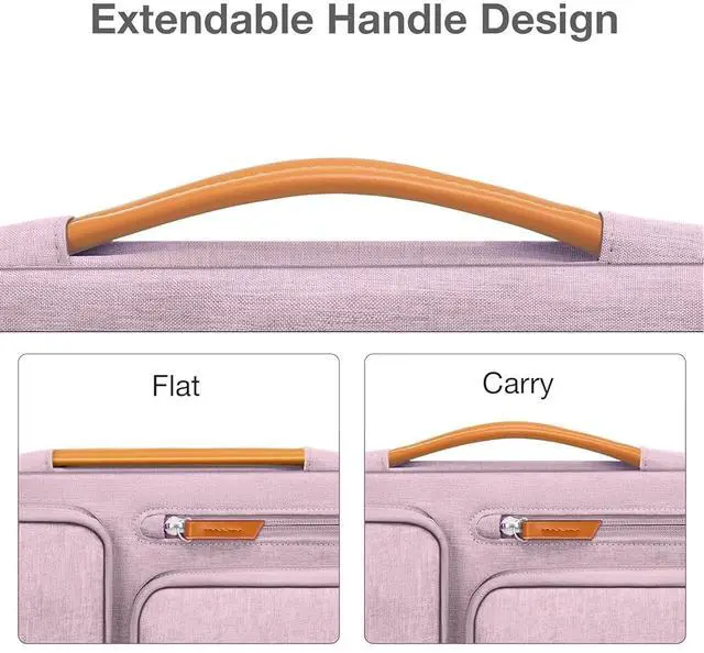 Alt view image 5 of 5 - MOSISO 360 Protective Laptop Case 13.3 inch, 13-13.3 inch Laptop Sleeve Compatible with MacBook Air/Pro 13 / Pro 14,HP Dell Acer ASUS,Side Open Carrying Case with 4 Zipper Pockets&Handle, Pastel Pink