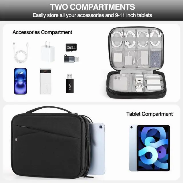 Alt view image 4 of 5 - MoKo 9-11 Inch Tablet Sleeve Bag for New iPad Pro M4 & Air M2 2024, 10th Gen 10.9, Air 5/4th 10.9, 9/8th 10.2, Double Layer Bag With Non-Slip Carrying Handle, Black
