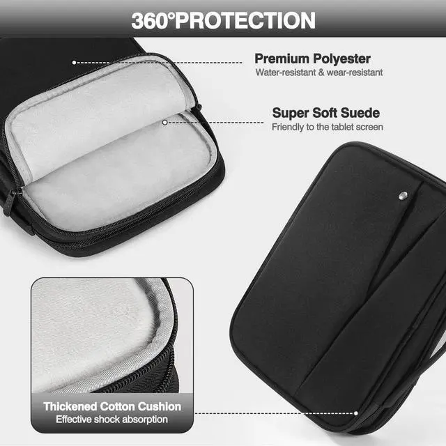 Alt view image 5 of 5 - MoKo 9-11 Inch Tablet Sleeve Bag for New iPad Pro M4 & Air M2 2024, 10th Gen 10.9, Air 5/4th 10.9, 9/8th 10.2, Double Layer Bag With Non-Slip Carrying Handle, Black