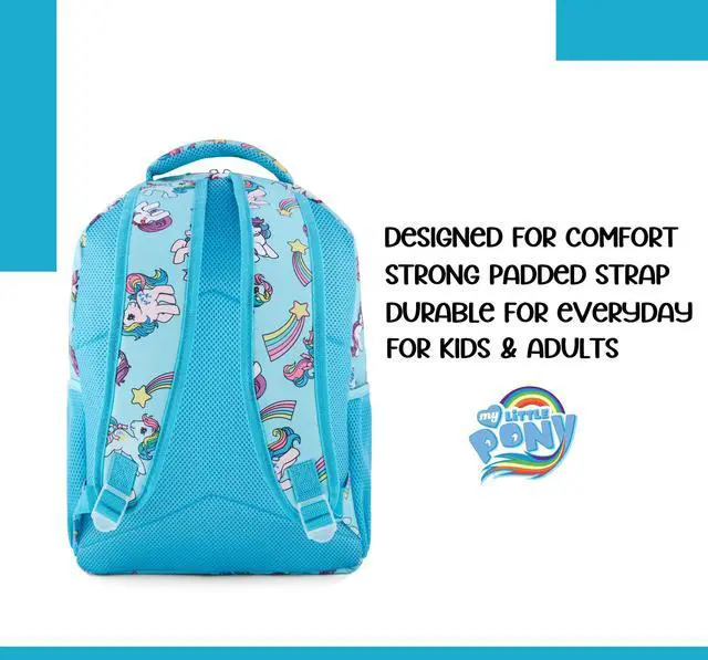 Alt view image 2 of 5 - My Little Pony Classic Backpack - Twilight Sparkle, Rainbow Dash, and Fluttershy - MLP Kids School Bag - 16" Backpack with Front Pocket and Laptop Sleeve - Bookbag for Girls and Boys - Toddler & Kids