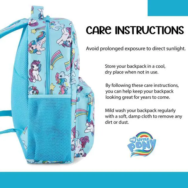 Alt view image 5 of 5 - My Little Pony Classic Backpack - Twilight Sparkle, Rainbow Dash, and Fluttershy - MLP Kids School Bag - 16" Backpack with Front Pocket and Laptop Sleeve - Bookbag for Girls and Boys - Toddler & Kids