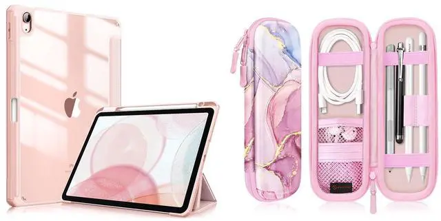 Main image of Fintie Hybrid Slim Transparent for iPad Air 11-inch, iPad Air 5th/ 4th Gen 10.9 Inch Bundle with Fintie PU Leather Protective Carrying Case for Apple Pencil