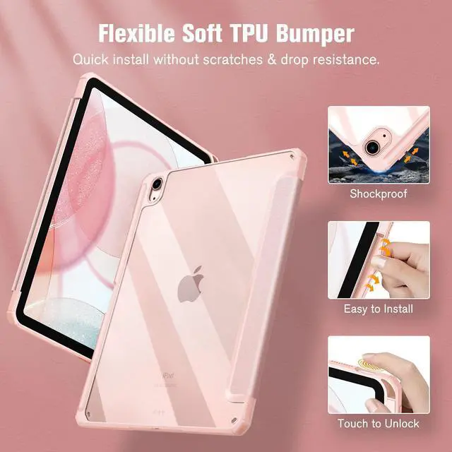 Alt view image 4 of 5 - Fintie Hybrid Slim Transparent for iPad Air 11-inch, iPad Air 5th/ 4th Gen 10.9 Inch Bundle with Fintie PU Leather Protective Carrying Case for Apple Pencil