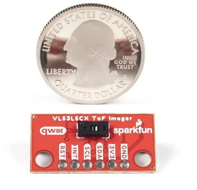 Alt view image 4 of 5 - SparkFun Qwiic Mini ToF Imager - VL53L5CX - Multizone ranging output sensor - Board dimensions .05" x 1" - SPAD array Physical infrared filters DOE for best ranging performance -Operating voltage 3.3V