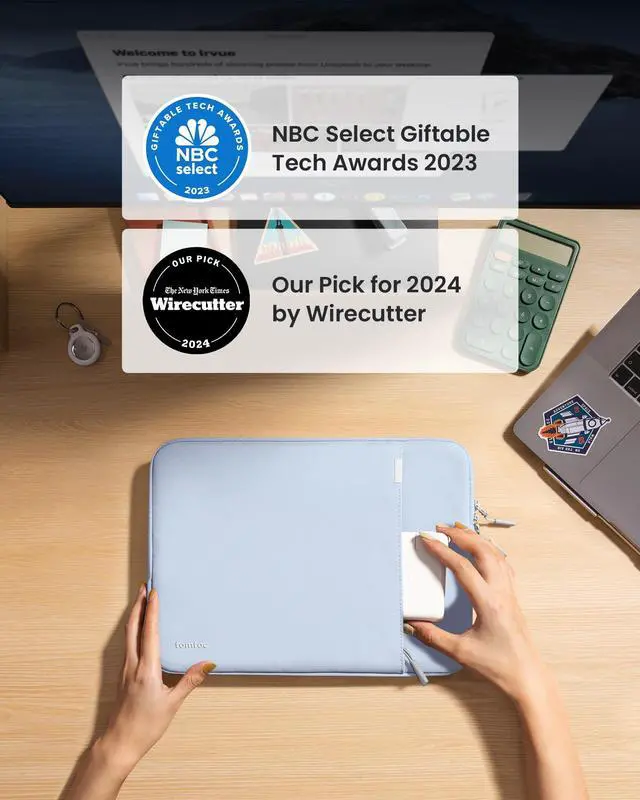 Alt view image 2 of 5 - tomtoc 360° Protective Laptop Sleeve for 13-inch New MacBook Air M4/A3240 2025, M3/A3113, M2/A2681 M1/A2337 A2179 A1932, 13-inch MacBook Pro M2/A2686 M1/A2338, Water-Resistant Computer Case Bag