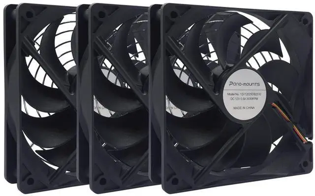 Main image of 3-Pack 120mm 12V DC High Airflow Computer PC Case Fan 120x120x25mm Triple 3Pin 4.72inch Dual Ball Bearing Brushless Exhaust Cooling Fan for Mining Rig Frame Rack Air Miner PSU with Metal Guard 3000RPM