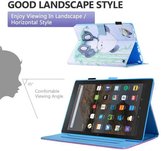 Alt view image 2 of 5 - Dteck for Fire Max 11 Tablet Case - 11" PU Leather Protective Folio Fold Stand with Auto Sleep Wake, Adjustable Viewing Angles, 4 Card Slots, Lightweight Slim Panda Case