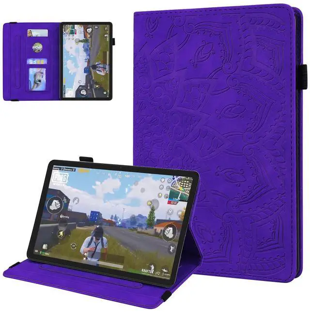 Main image of Dteck Case for Fire Max 11 Tablet (13th Generation - 2023 Release), Embossed Flower Pattern PU Leather Protective Case with [Adjustable Viewing Stand Angles/Card Holder] Folio Slim Cover (Purple)