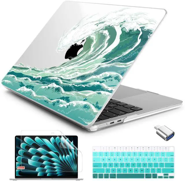 Main image of Batianda for New MacBook Air 13.6 inch Case with M4 M3 M2 Chip 2025 2024 2022 Release Model A3240/A2681/A3113 Designed Protective Plastic Hardshell & Keyboard Cover & Screen Protector, Waves