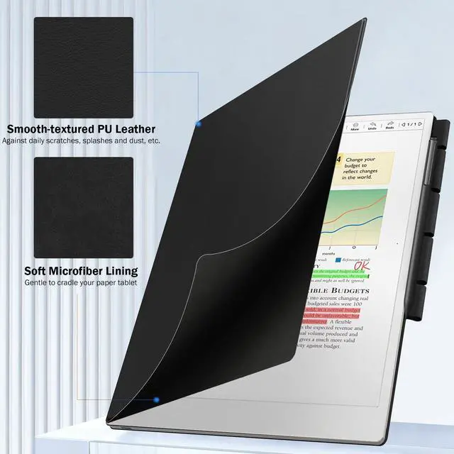 Alt view image 2 of 5 - MoKo Case for Remarkable Paper Pro 2024 11.8", Lightweight Ultra-Thin Magnetic Case with Wide Pen Protective Clasp, Auto Sleep/Wake for Remarkable Pro 11.8", Black