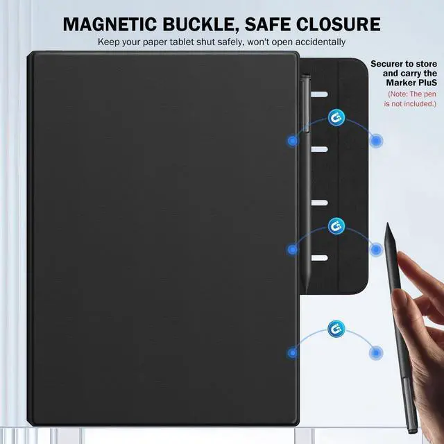 Alt view image 3 of 5 - MoKo Case for Remarkable Paper Pro 2024 11.8", Lightweight Ultra-Thin Magnetic Case with Wide Pen Protective Clasp, Auto Sleep/Wake for Remarkable Pro 11.8", Black