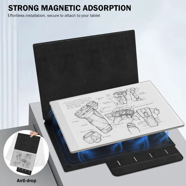 Alt view image 4 of 5 - MoKo Case for Remarkable Paper Pro 2024 11.8", Lightweight Ultra-Thin Magnetic Case with Wide Pen Protective Clasp, Auto Sleep/Wake for Remarkable Pro 11.8", Black