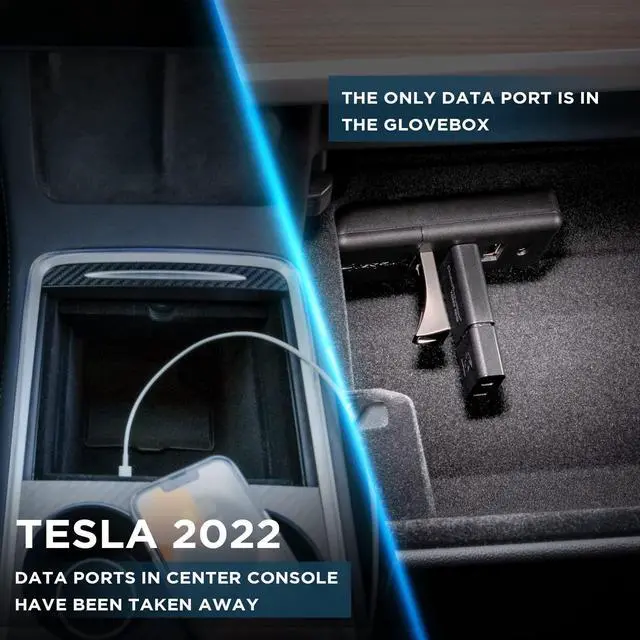 Alt view image 3 of 5 - Nestour 2022 2023 Tesla Glovebox USB Hub for Model 3 and Model Y, Charging & Data Transferring, Compatible with Game Controllers, Music, Dash Cam and Boombox Data
