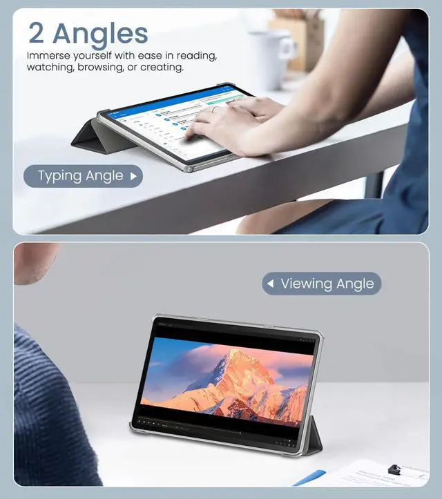 Alt view image 4 of 5 - MoKo Case Fits Amazon Kindle Fire Max 11 Tablet (13th Generation, 2023 Release) 11" - Slim PU Leather Trifold Stand Cover for Fire 11 Tablet Frosted Hard Back Shell with Auto Wake/Sleep, Space Gray