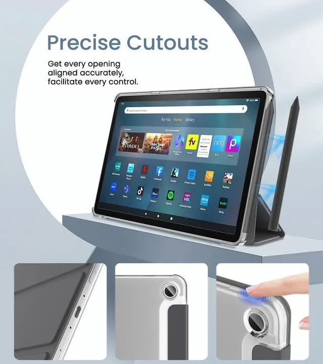 Alt view image 5 of 5 - MoKo Case Fits Amazon Kindle Fire Max 11 Tablet (13th Generation, 2023 Release) 11" - Slim PU Leather Trifold Stand Cover for Fire 11 Tablet Frosted Hard Back Shell with Auto Wake/Sleep, Space Gray