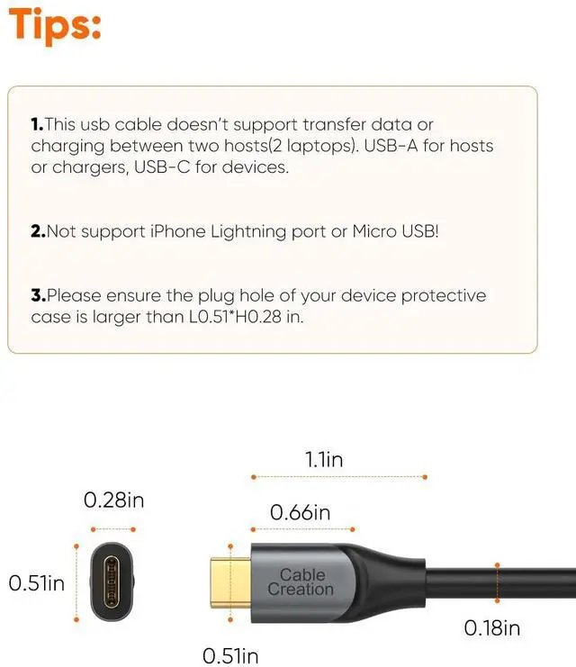 Alt view image 5 of 5 - CableCreation 2-Pack USB C to USB A Cable 5FT, USB C to USB 3.1 USB 3.2 Gen2 10Gbps USB C Data Cable, Android Auto Cable 3A for USB C External SSD MacBook Pro iPad, Galaxy S24/S23, iPhone 16, 1.5m