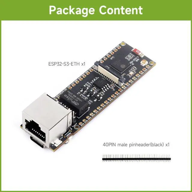 Alt view image 2 of 5 - waveshare ESP32-S3 ETH Development Board, 10/100Mbps RJ45 Ethernet Port, Wi-Fi & BT Support, 240MHz Dual Core Processor, Onboard Type-C Port and TF Card Slot, Board ONLY
