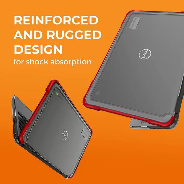 Alt view image 3 of 5 - Gumdrop SlimTech Chromebook Case for 11.6 inch Dell Chromebook 3120 | 3110 | 3100 (Clamshell) Protective Sleek Snap On Hard Shell Laptop Cover for Kids Students School Work Office - Red