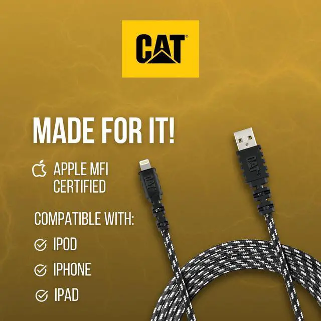 Alt view image 3 of 5 - CAT CHARGER CABLE - iPhone Charger Fast Charging 10 ft Long Apple Certified Lightning Cable - USB A Male To Male - Apple MFi Certified Ultra Strong + Durable iPad/iPhone Charging Cable