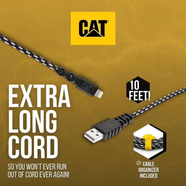Alt view image 5 of 5 - CAT CHARGER CABLE - iPhone Charger Fast Charging 10 ft Long Apple Certified Lightning Cable - USB A Male To Male - Apple MFi Certified Ultra Strong + Durable iPad/iPhone Charging Cable