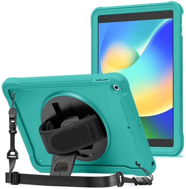 Main image of ProCase Rugged Case for iPad 9th/8th/7th Generation 10.2 inch 2021/2020/2019 Case, Heavy Duty Shockproof Rugged Cover with Hand Strap 360 Degree Rotatable Kickstand Protective for iPad 10.2 -Teal