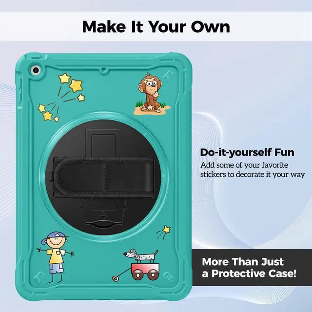 Alt view image 2 of 5 - ProCase Rugged Case for iPad 9th/8th/7th Generation 10.2 inch 2021/2020/2019 Case, Heavy Duty Shockproof Rugged Cover with Hand Strap 360 Degree Rotatable Kickstand Protective for iPad 10.2 -Teal