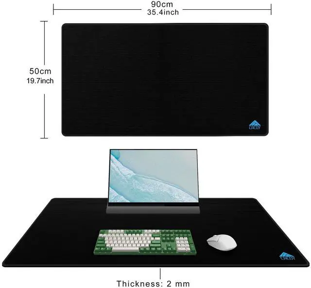 Alt view image 3 of 5 - Cacoy 36" x 20" Large Mouse Pad, Desk Mat Office Desk Pad Gaming Mouse Mat with Stitched Edges, XXL Keyboard Mousepad with Non-Slip Waterproof Rubber Base for PC Laptop Home Office Accessories, Black