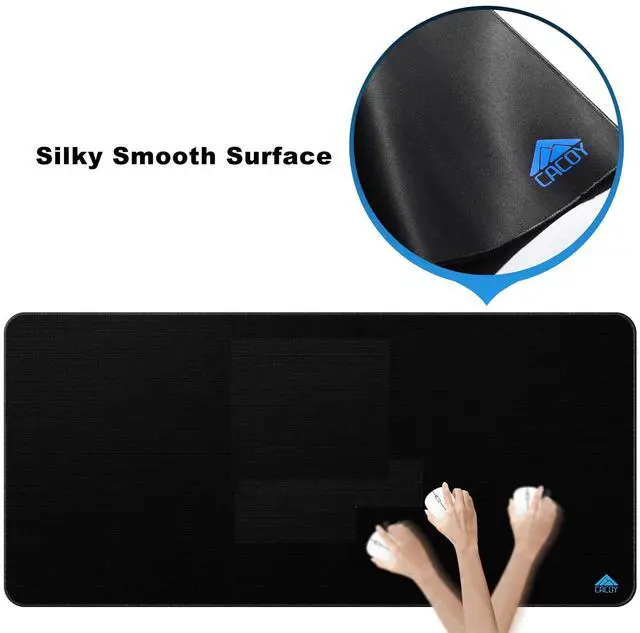 Alt view image 5 of 5 - Cacoy 36" x 20" Large Mouse Pad, Desk Mat Office Desk Pad Gaming Mouse Mat with Stitched Edges, XXL Keyboard Mousepad with Non-Slip Waterproof Rubber Base for PC Laptop Home Office Accessories, Black