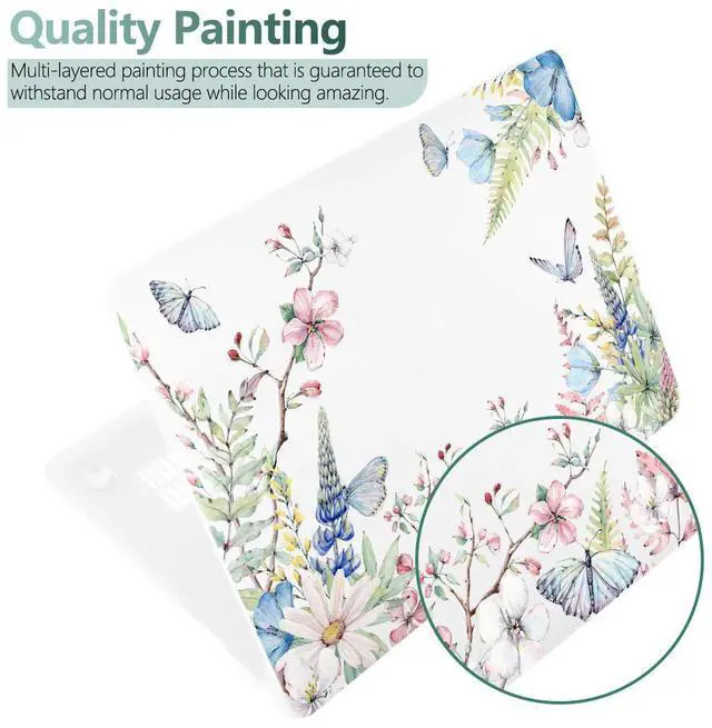 Alt view image 3 of 5 - Batianda Case for MacBook Air 13 Inch M1 2020 2019 2018 Release Model A2337 A2179 A1932 with Retina & Touch ID, Floral Series Hard Shell Cover with Keyboard Cover & Screen Protector,Elegant Flowers
