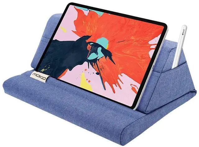Main image of MoKo Tablet Pillow Stand, Soft Bed Pillow Holder Xmas Gift for up to 11" Pad, Fits iPad 10.2"(9th Gen), New iPad Mini 6 8.3" Air 4/3, iPad Pro 11/10.5/9.7, Mini 5 4, Galaxy Tab S6/S7 11", Denim Blue