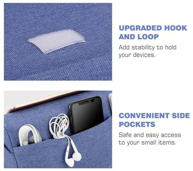 Alt view image 5 of 5 - MoKo Tablet Pillow Stand, Soft Bed Pillow Holder Xmas Gift for up to 11" Pad, Fits iPad 10.2"(9th Gen), New iPad Mini 6 8.3" Air 4/3, iPad Pro 11/10.5/9.7, Mini 5 4, Galaxy Tab S6/S7 11", Denim Blue