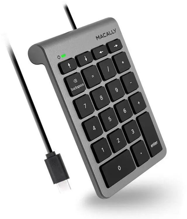 Main image of Macally Wired USB C Numeric Keypad for Mac - Work Better - Type C Number Pad for MacBook Pro/Air, iMac, and PC - USB C Wired Number Pad with 5ft Cable and Arrow Keys - 10 Key USB Keypad for Laptop