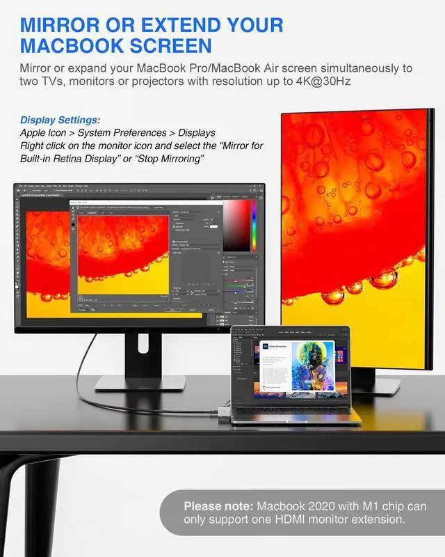 Alt view image 2 of 5 - MacBook USB C Hub Multiport Adapter, 8 in 2 MacBook Docking Station with Dual HDMI, 92W Power Delivery, 3 USB 3.0 Ports, Card Reader for SD and TF, MacBook Pro 2016-2021, MacBook Air 2018 or Later