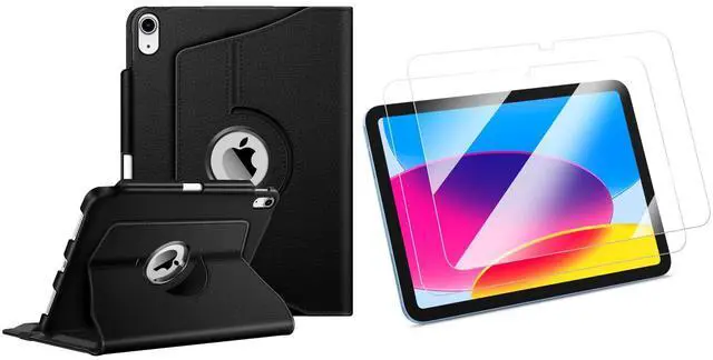 Main image of Fintie 360 Degree Rotating Case for iPad (A16) 11th Generation 11 Inch (2025), iPad 10th Generation 10.9 Inch (2022) + 2 Pack Tempered Glass Screen Protector