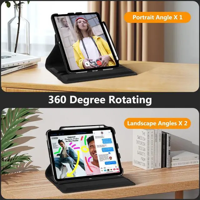 Alt view image 3 of 5 - Fintie 360 Degree Rotating Case for iPad (A16) 11th Generation 11 Inch (2025), iPad 10th Generation 10.9 Inch (2022) + 2 Pack Tempered Glass Screen Protector