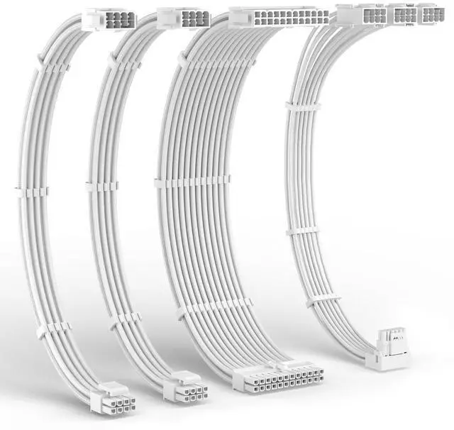 Main image of LTC 12VHPWR PSU Cable Extension Kit, 16AWG PCI-E 5.0 Power Supply PC Cable Extension, 1x 24 Pin ATX /2X 8Pin (4+4) EPS Cable / 3X (6+2P) to 12+4 Pin GPU, Soft Braided Sleeve Cable Combs, 300mm