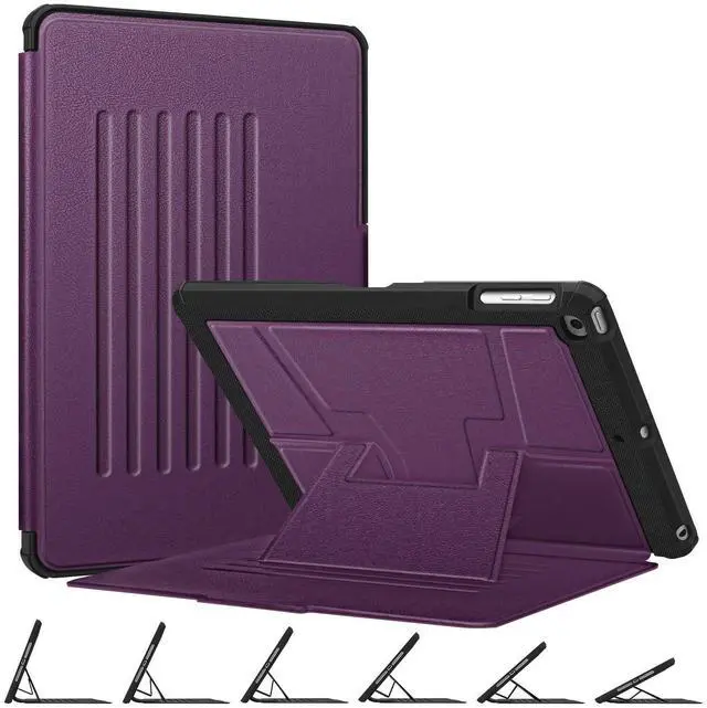 Main image of Fintie Magnetic Stand Case for iPad 6th / 5th Generation (2018/2017), iPad Air 2 / Air 1 (9.7 Inch) - [Multiple Secure Angles] Shockproof Rugged Soft TPU Back Cover, Auto Wake/Sleep, Purple