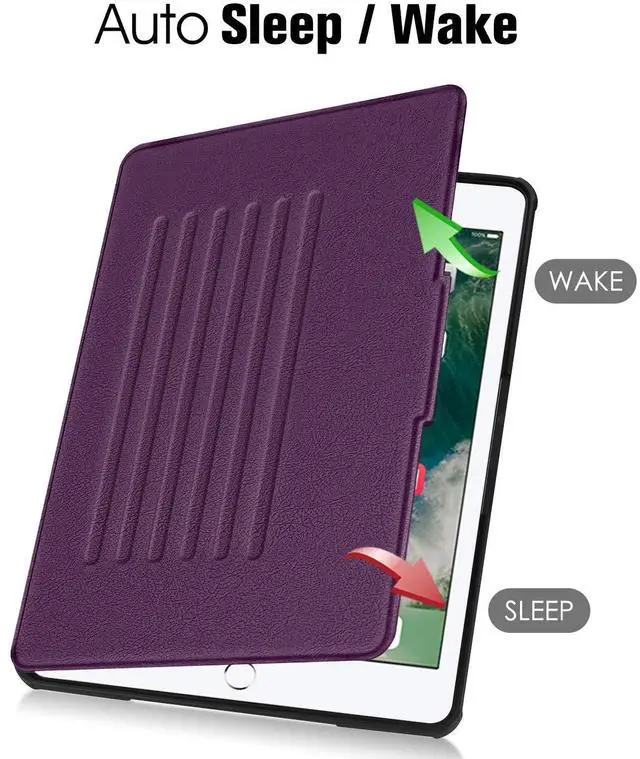 Alt view image 3 of 5 - Fintie Magnetic Stand Case for iPad 6th / 5th Generation (2018/2017), iPad Air 2 / Air 1 (9.7 Inch) - [Multiple Secure Angles] Shockproof Rugged Soft TPU Back Cover, Auto Wake/Sleep, Purple