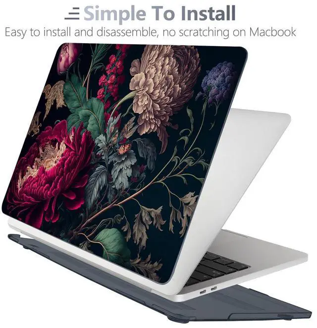 Alt view image 5 of 5 - Batianda Design Case for M1 MacBook Air 13 Inch Model A2337 A2179 A1932 2021 2020 2019 Release,3D Stylish Designed Hard Shell with Keyboard Cover & Screen Protector, Vintage Flower
