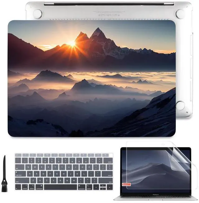 Main image of Batianda Design Case for M1 MacBook Air 13 Inch Model A2337 A2179 A1932 2021 2020 2019 Release,3D Painted Landscape Series Hard Shell with Keyboard Cover & Screen Protector, Sunrise