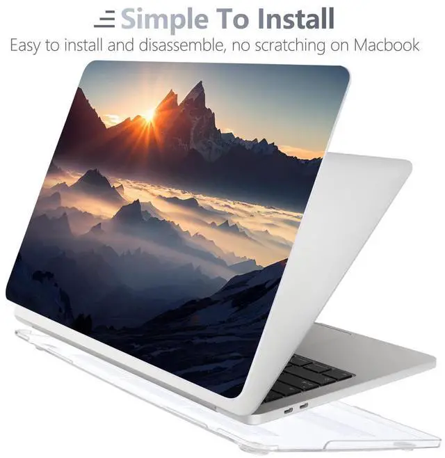 Alt view image 4 of 5 - Batianda Design Case for M1 MacBook Air 13 Inch Model A2337 A2179 A1932 2021 2020 2019 Release,3D Painted Landscape Series Hard Shell with Keyboard Cover & Screen Protector, Sunrise