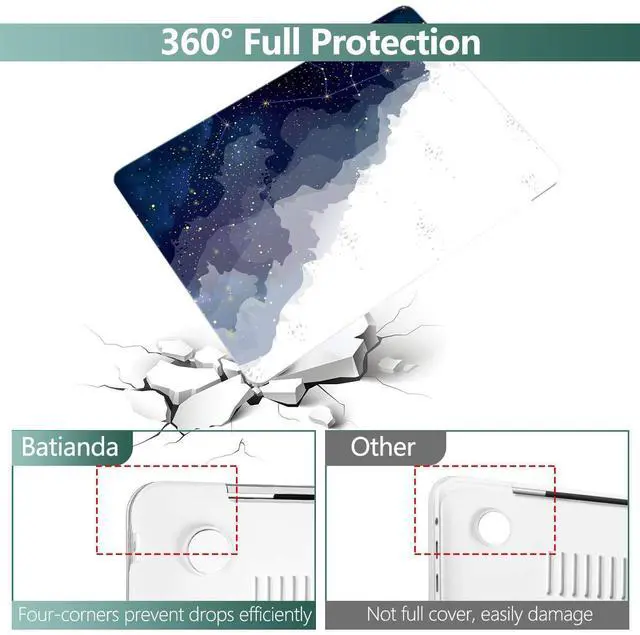 Alt view image 5 of 5 - Batianda for MacBook Air 13 Inch Case 2020 2019 2018 Release A2337 M1 A1932 A2179, Hard Shell with Keyboard Cover Only Compatible for MacBook Air 13 Retina Dispaly&Touch ID, Blue Starry Sky