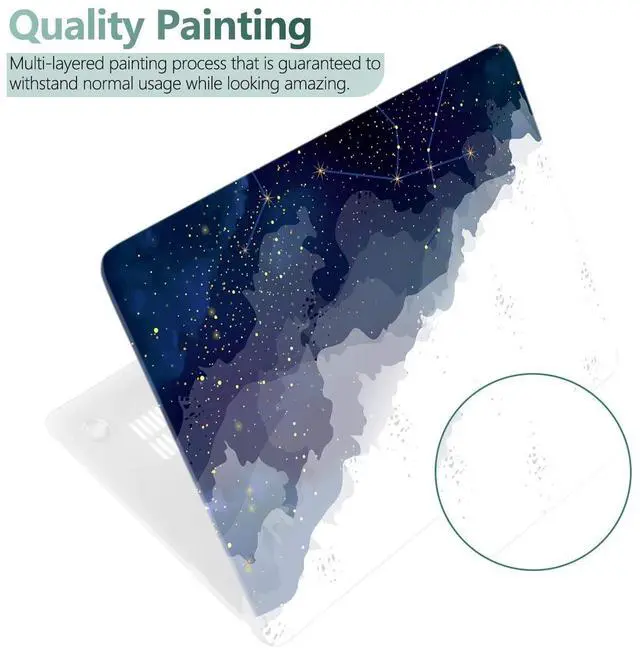 Alt view image 3 of 5 - Batianda for MacBook Air 13 Inch Case 2020 2019 2018 Release A2337 M1 A1932 A2179, Hard Shell with Keyboard Cover Only Compatible for MacBook Air 13 Retina Dispaly&Touch ID, Blue Starry Sky