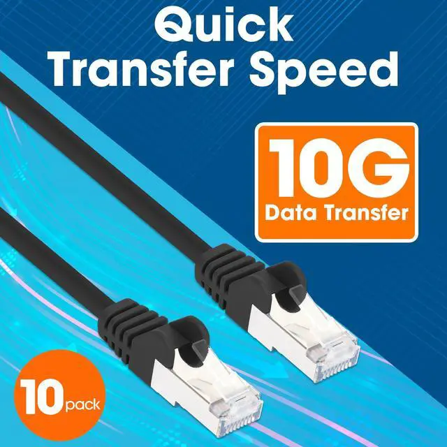 Alt view image 3 of 5 - Intellinet Slim Cat8 Ethernet Network Patch Cable - 10-Pack - 40Gbps & 2000MHz, Snagless Boot, 30AWG Pure Bare Copper Wire, Gold-Plated Contacts, Lifetime Mfg Warranty - 0.5ft, 10 Pack, Black