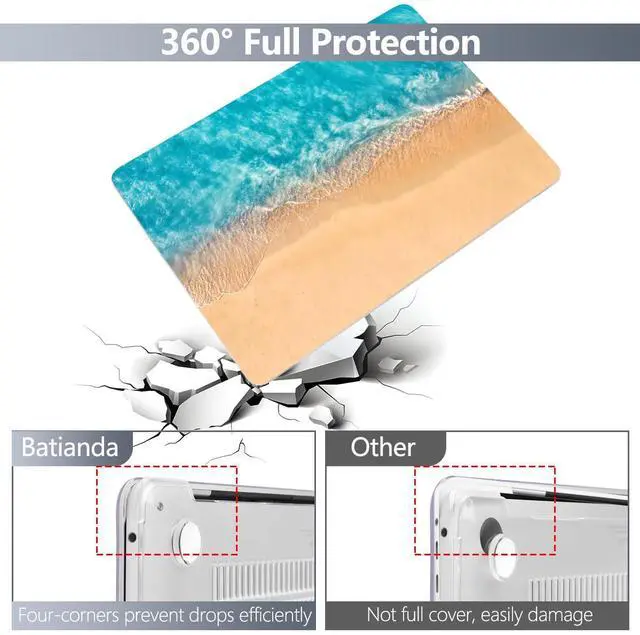 Alt view image 5 of 5 - Batianda Design Case for M1 MacBook Air 13 Inch Model A2337 A2179 A1932 2021 2020 2019 Release,3D Painted Landscape Series Hard Shell with Keyboard Cover & Screen Protector, Beach